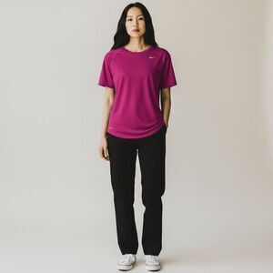 Nike Running Dri-Fir Solid Pink magenta Short Sleeve Lightweight Tee Shirt M